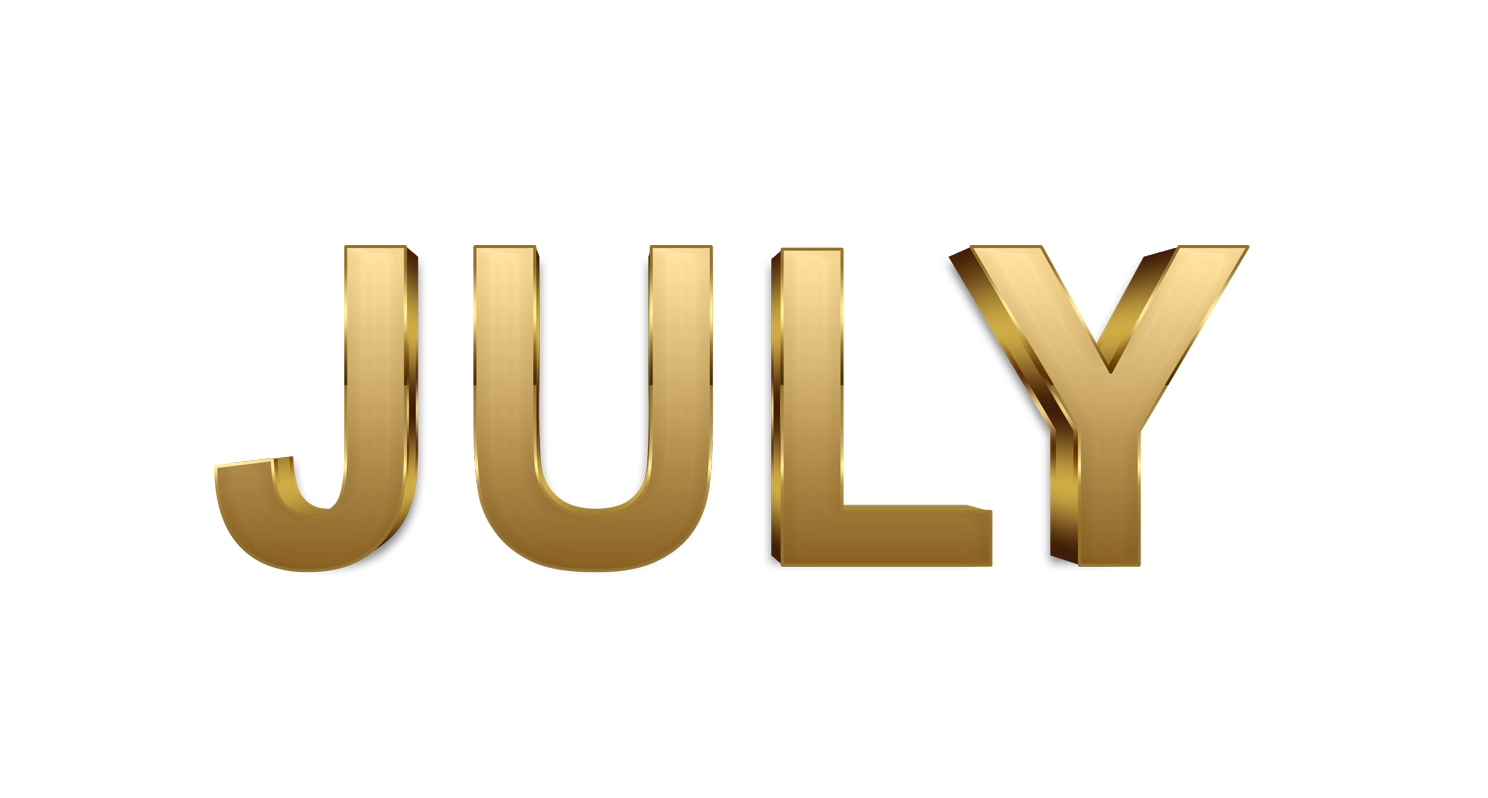 July word png, July png,  word July gold text typography PNG images free